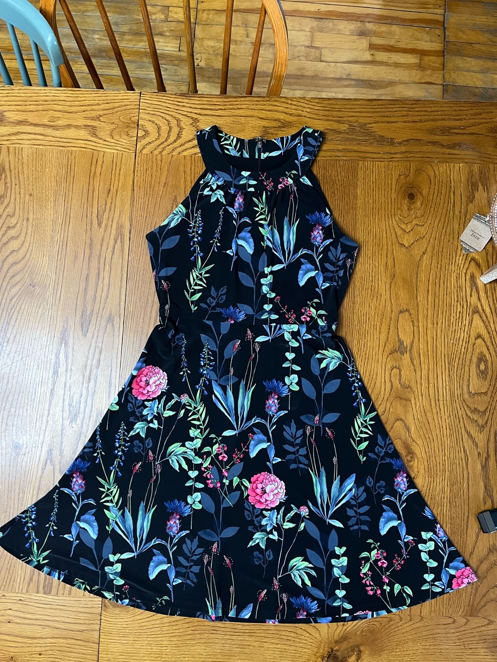 Tommy Hilfiger Black tropical Floral Halter-Style Dress